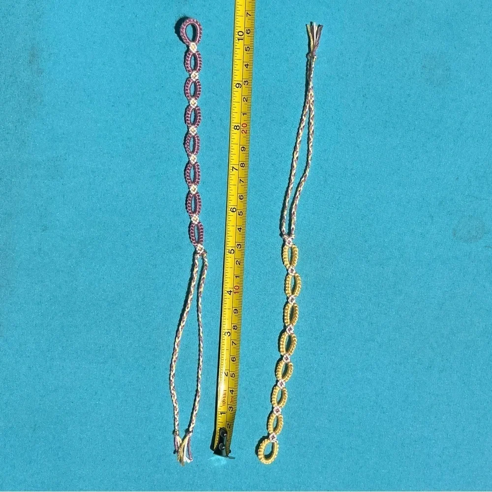 Handmade matching pack woven Daisy chain friendship bracelets purple yellow